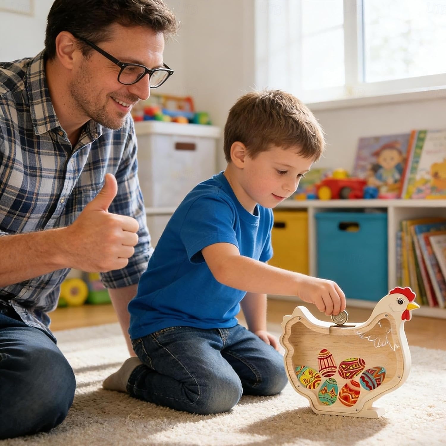 Tresparegris av kanin for barn, uknuselig myntbøtte av tre for barn, søt pengebøtte, kaninbøtte til jul, bursdag, påskegaver, sparegrisleke for jenter, gutter 2026 - $22.99 –P2