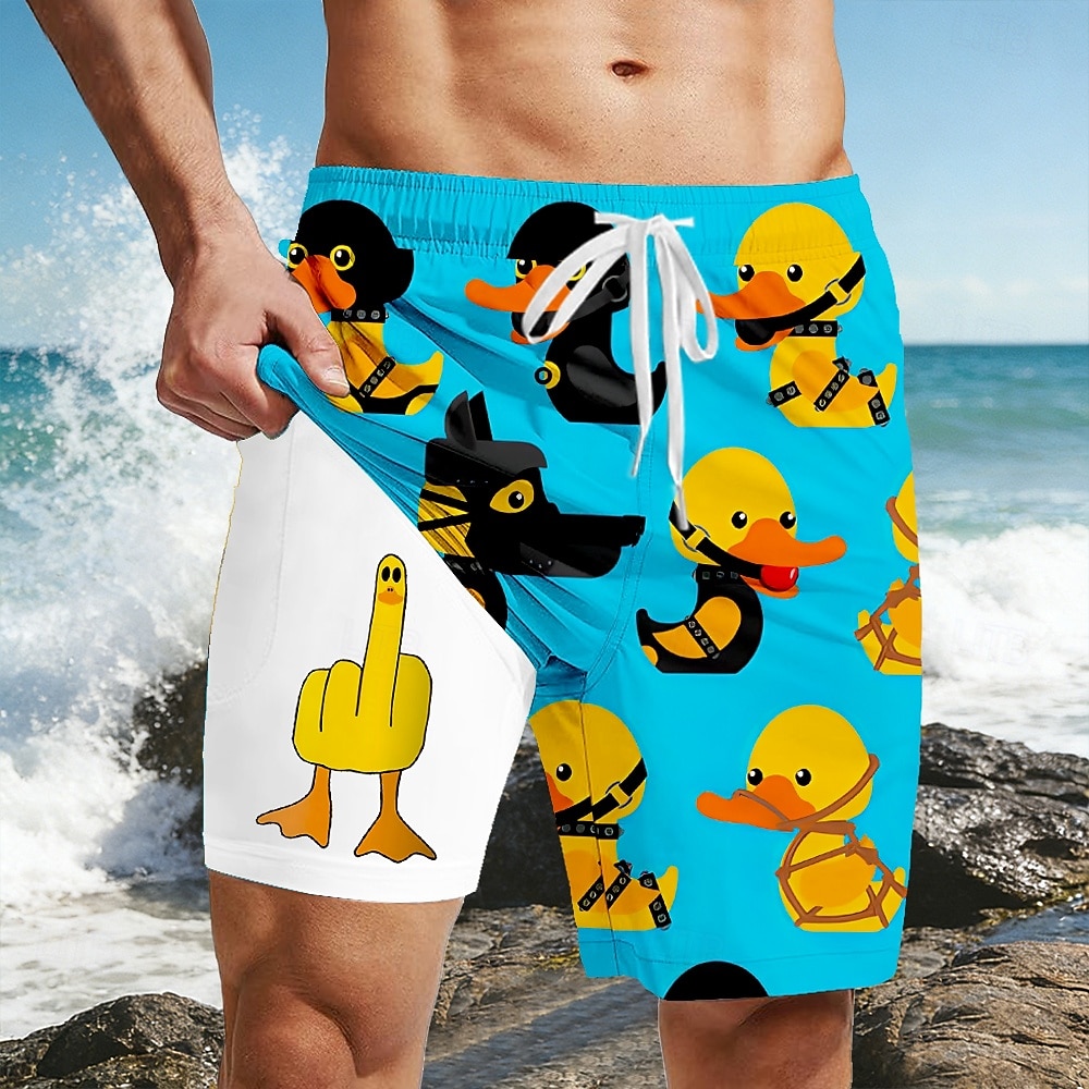 Homme Dessin animé Canard Majeur Short doublé Short de bain 2 en 1 Shorts de bain Taille Moyenne Hawaïen Drôle Vacances à la Plage Poches Latérales Avec doublure de compression Taille élastique avec de 2026 ? $22.99 –P1