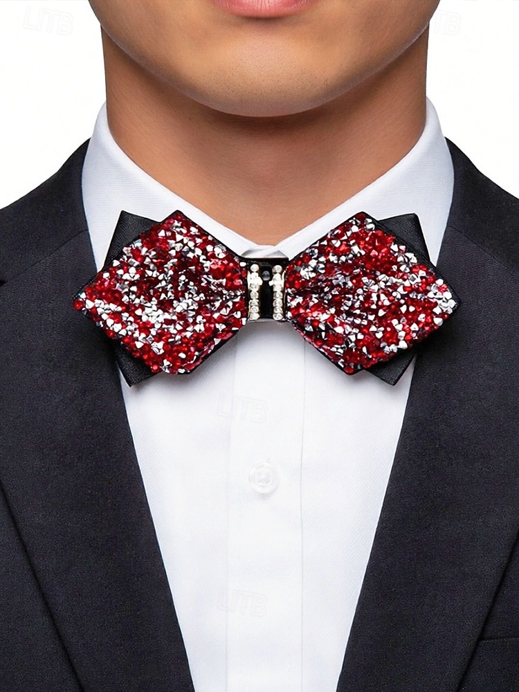 Мужской галстук-бабочка из полиэстера с блестками и кристаллами, доступен в нескольких цветах, идеально подходит для свадеб и вечерних мероприятий. 2026 - $11.99 –P2