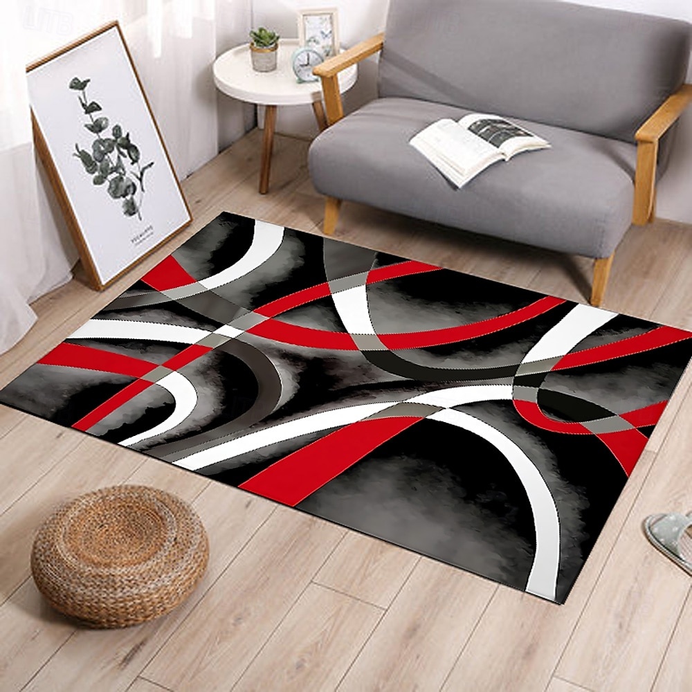 Tapete de corredor com estampa geométrica em tecido de flanela, decoração para casa, tapete de entrada à prova de poeira, absorvente e macio para banheiro. de 2026 por $17.99 –P5