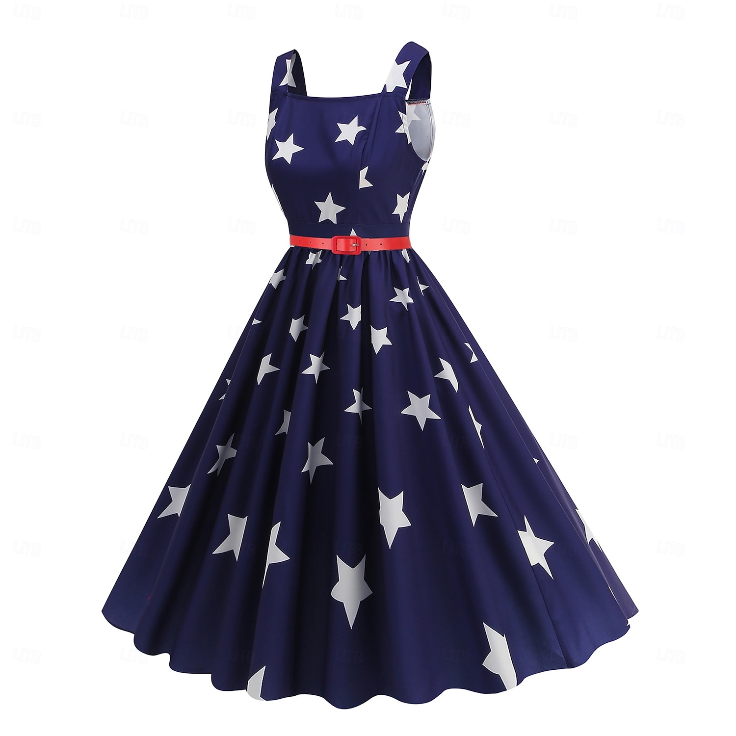 250° anniversario USA Anni 1950 Retrò Vintage Lunghezza al ginocchio Vestito Abito Swing Vestito Svasato Senza maniche Bandiera USA Aderente & Svasato Altalena a dondolo Costume Per donna 4 Luglio del 2026 a $32.99 –P2