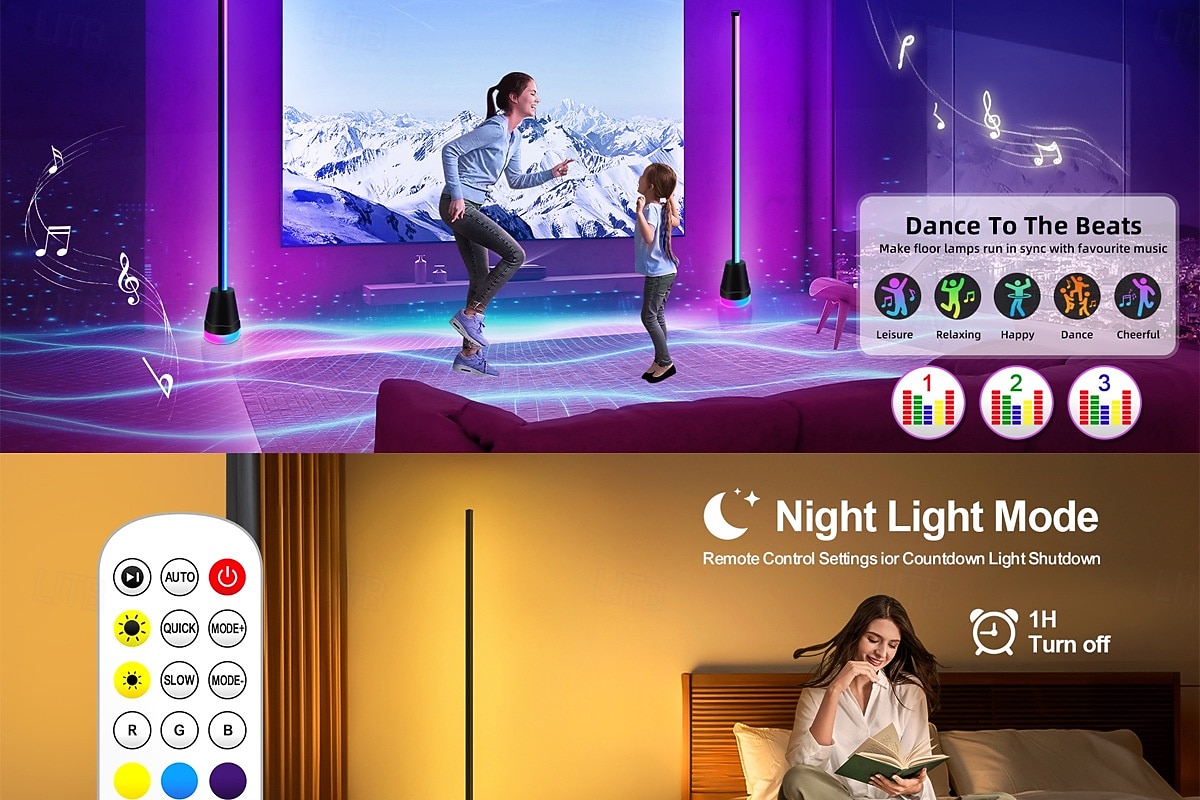 Cylindrical RGBIC Floor Lamp, Bluetooth APP Control LED Corner Light, Music Sync Color Changing Standing Lamp with Timer, 16 Million Colors for Bedroom Living Room Gaming Room Party Decor 2026 - $39.99 –P12