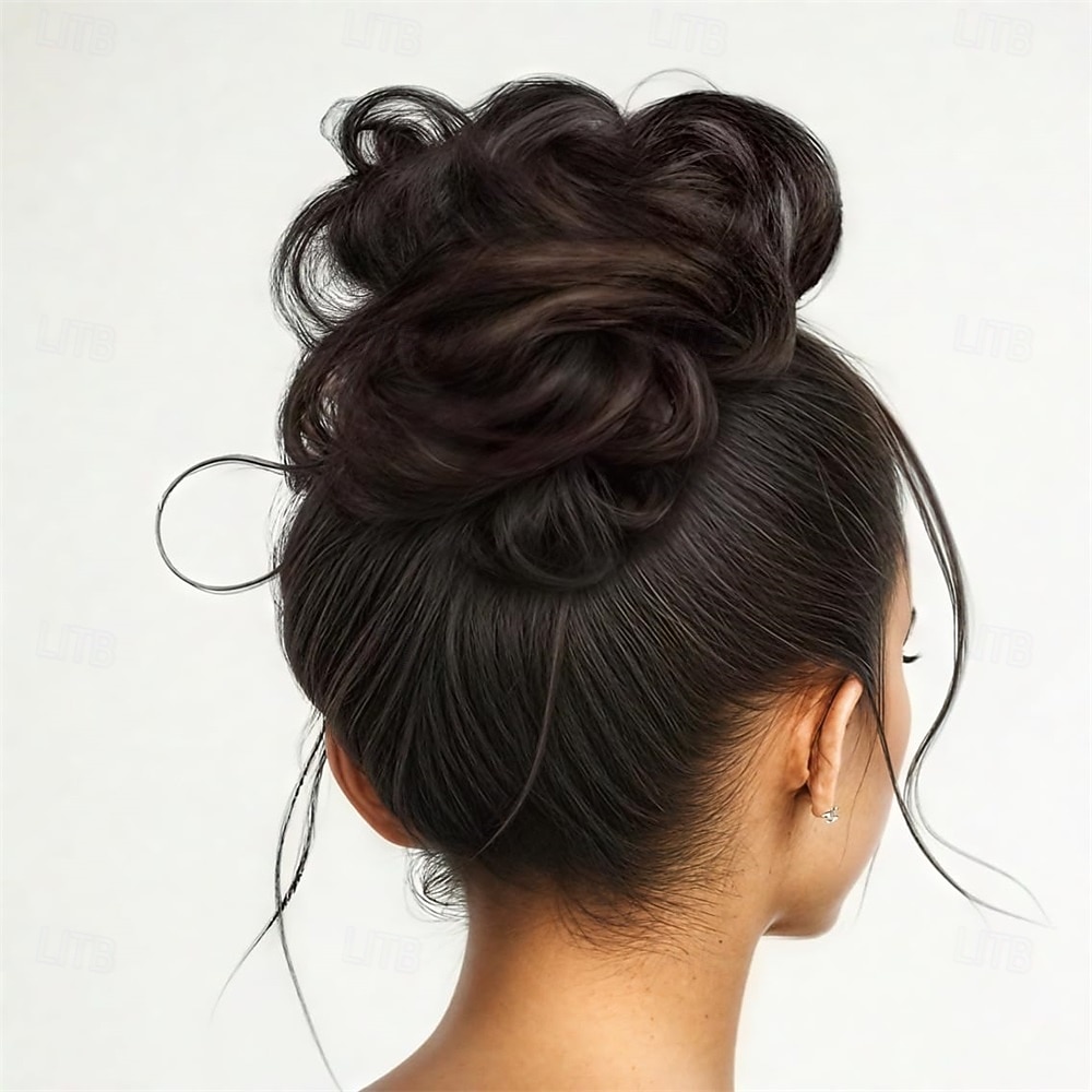 Kihara, laineikas, sotkuinen nuttura, helposti nutturalle vedettävä hiuslisäke, naisten ja tyttöjen kynsiklipsit, tummanruskea, luonnollinen tekoperuukki, solmittava päähine, kastanjanruskea 2026 - $10.99 –P5