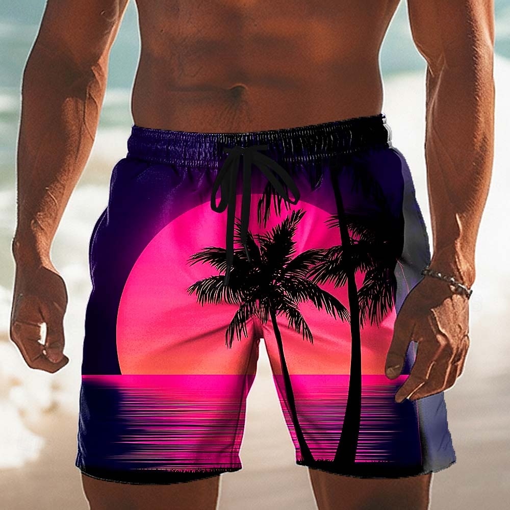Voor heren Kokosnootboom Natuur & Landschappen Tropische planten Lange zwembroeken Zwemshorts Boardshorts Medium Taille Hawaii Strandvakantie Zijzakken Mesh voering Elastische tailleband met trekkoord 2026 - $20.99 –P1