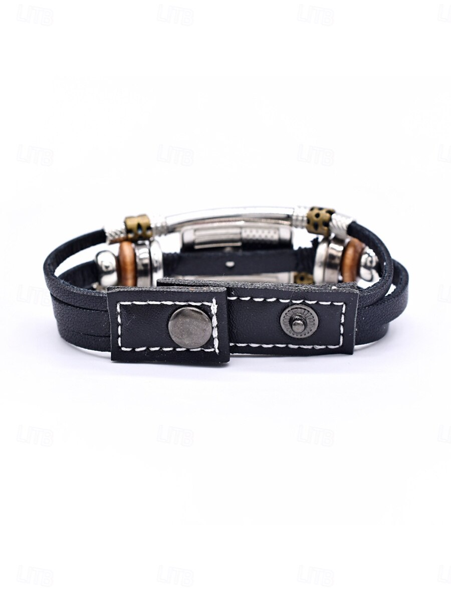 Thick Chain Weave Fashion Personalized Leather Bracelet Jewelry Black For Daily Gift Holiday 2026 - $11.49 –P4