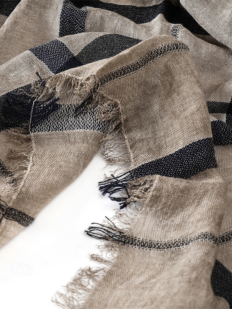 sciarpa a quadri in cotone e lino da uomo – vari colori, leggera e traspirante – perfetta per l'uso quotidiano casual del 2026 a $14.99 –P7