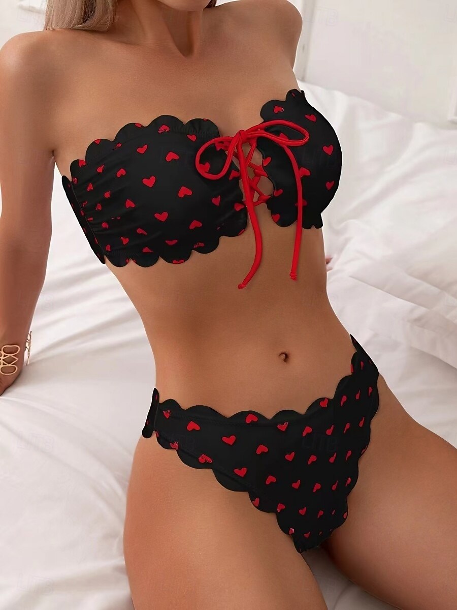 Pentru femei Costume de Baie Bikini 2 bucăți Obraznic Costum de baie Zvelt Fără Spate Vacanță Costum de plajă Inimă Fără Bretele Fără manșon Costume de baie 2026 - $22.99 –P3