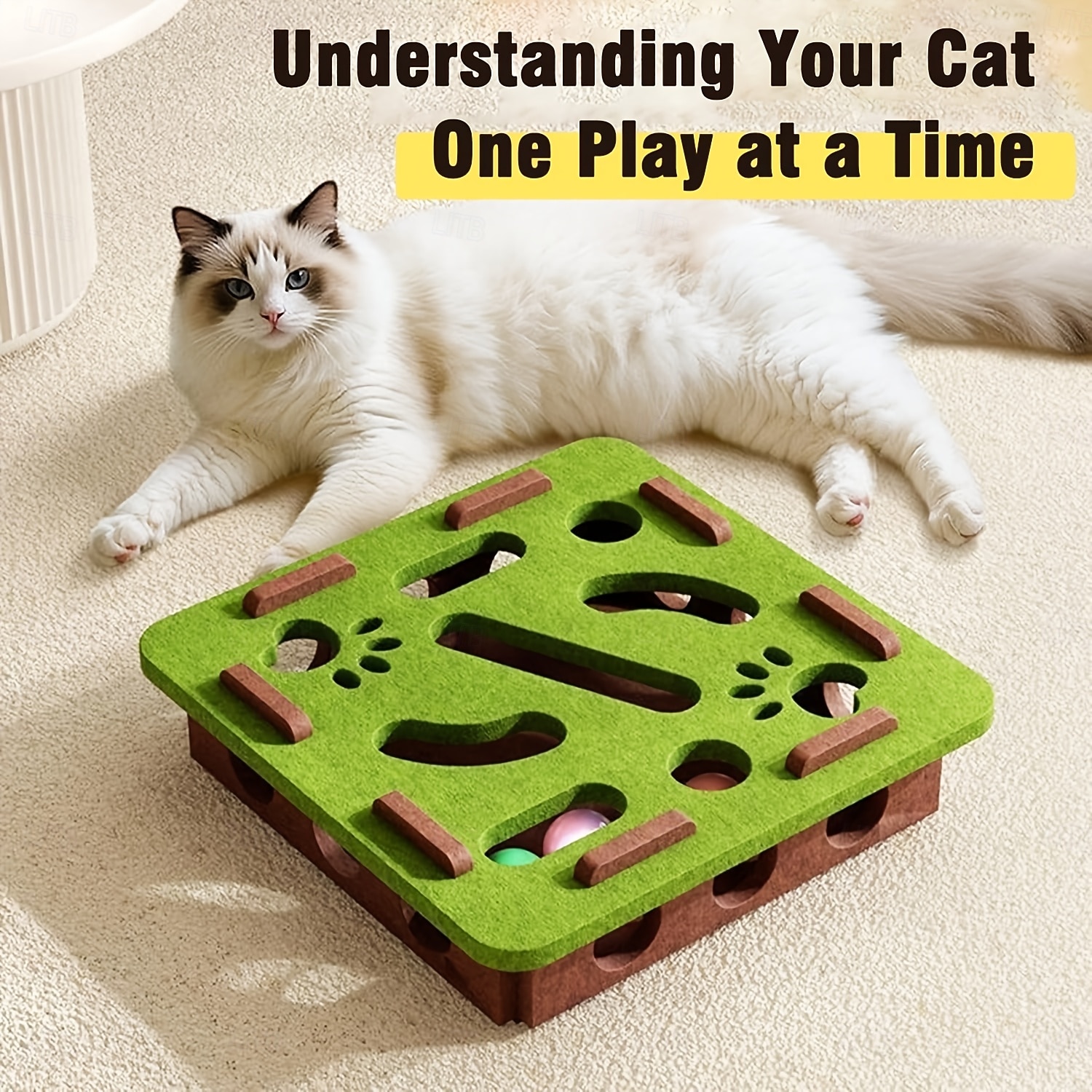 Cat Toys Interactive Wooden Cat Puzzle Toy Intelligence Treat Puzzle Feeder Box Game Enrichment Accessories with Jingle Balls, for Indoor Kitten Adult Cat 2026 - $25.99 –P2