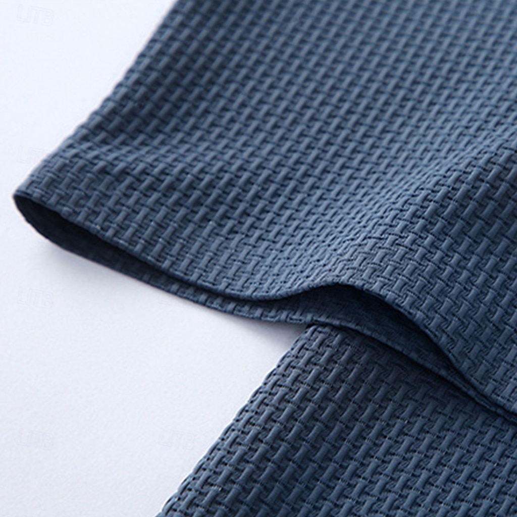 Hombre Polo Polo de seda helada seersucker Casual Negocio Cuello polo acanalado Manga Corta Moda Básico Color sólido Con Texturas Botones Verano Primavera & Otoño Ajuste regular Azul Piscina Negro 2026 - $21.99 –P8