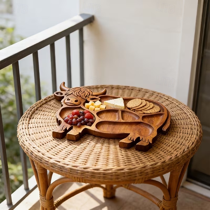 Деревянная доска для закусок в виде шотландской коровы, деревянное блюдо для еды в виде коровы, деревенская сервировочная доска в стиле фермерского дома, поднос для закусок, фруктов, мяса и сыра для 2026 - $33.99 –P9