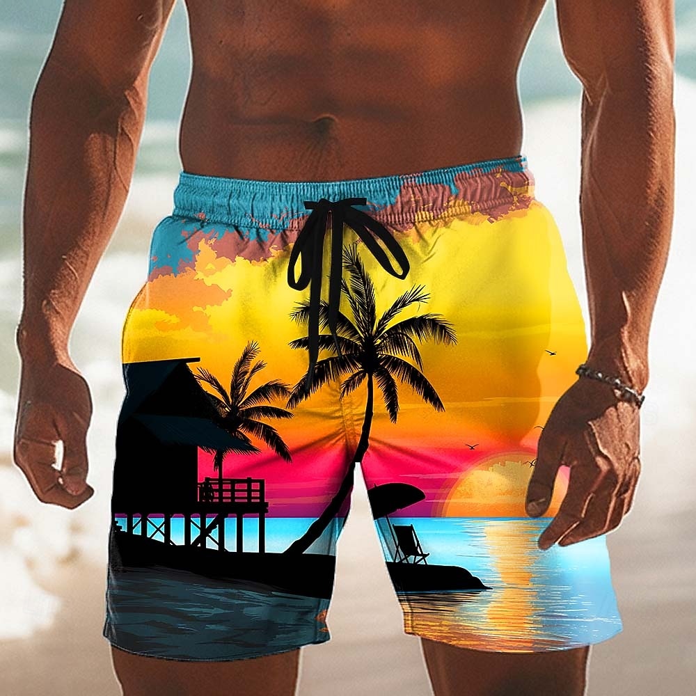 Voor heren Kokosnootboom Natuur & Landschappen Tropische planten Lange zwembroeken Zwemshorts Boardshorts Medium Taille Hawaii Strandvakantie Zijzakken Mesh voering Elastische tailleband met trekkoord 2026 - $20.99 –P4