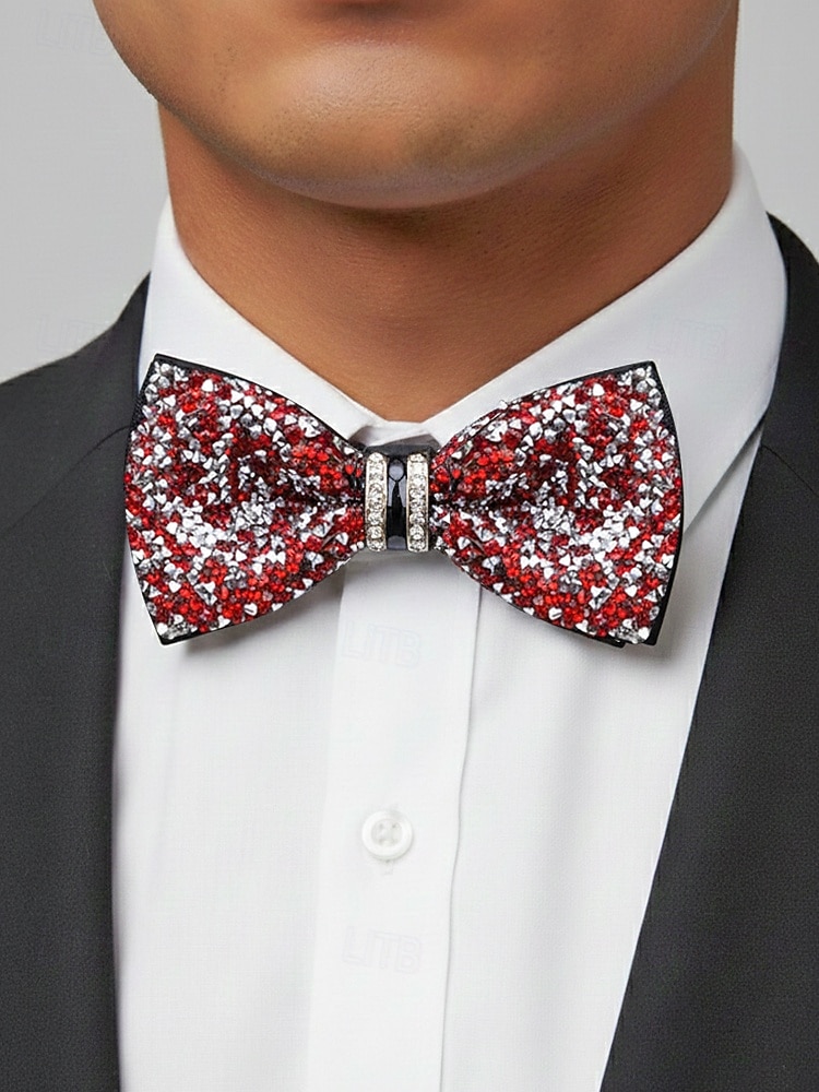 Мужской галстук-бабочка из полиэстера с блестками и кристаллами, доступен в нескольких цветах, идеально подходит для свадеб и вечерних мероприятий. 2026 - $11.99 –P1