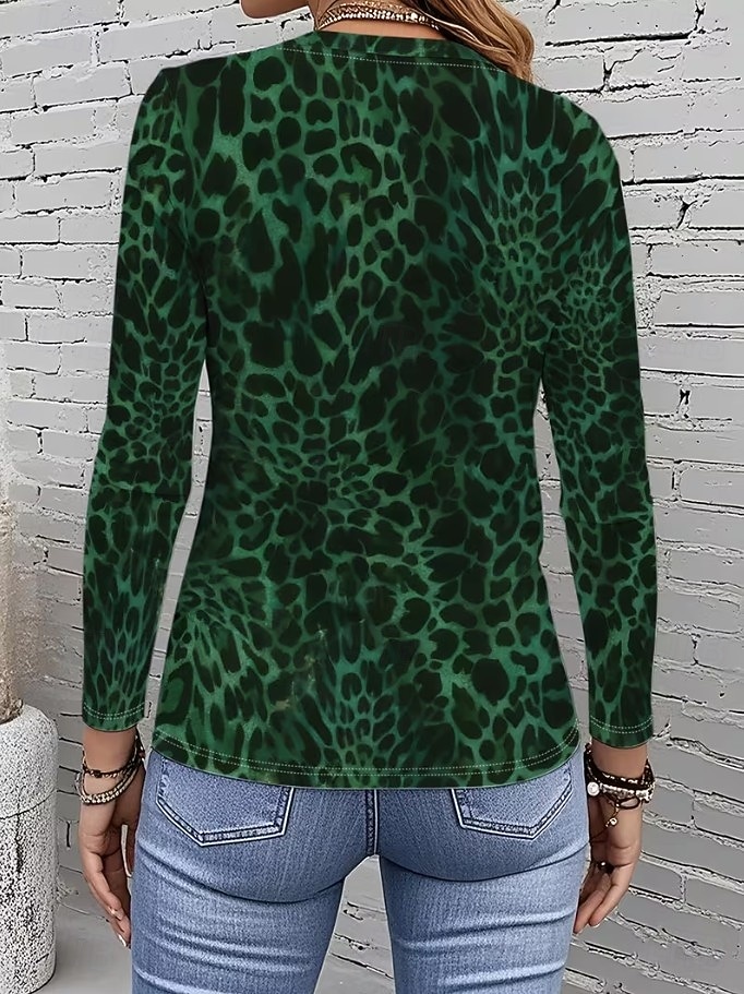 Mulheres Camiseta Imprimir Gráfico Geométrica Abstrato Vintage Moda à moda Manga Longa Gola Redonda Tops regulares Diário Azul Vermelho Roxo Fúcsia Marron Verão Primavera de 2026 por $24.99 –P5