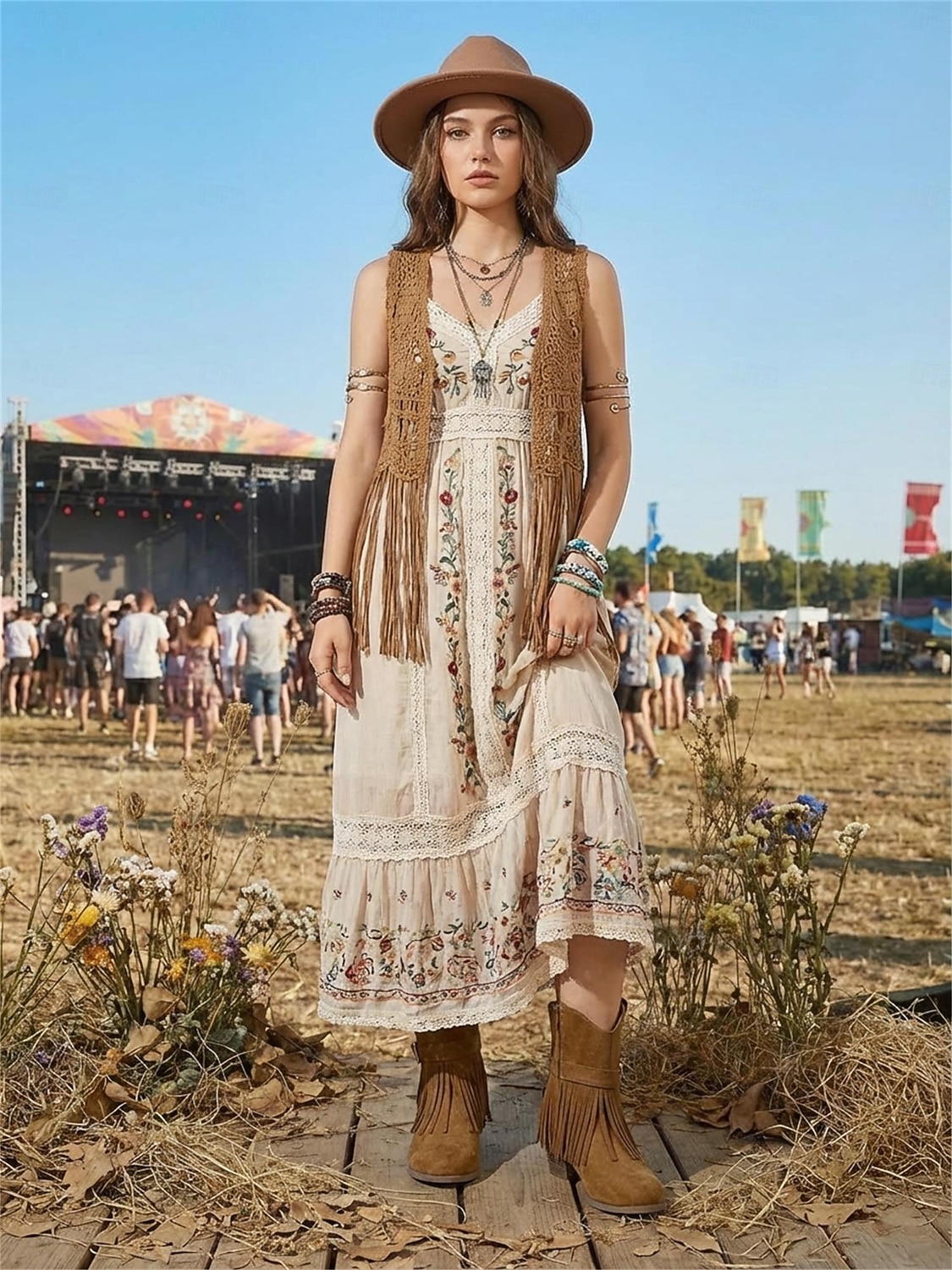 boho dress with ankle boots Boho Lace Dress Navy Short Sleeve High Slit Maxi Dress-chiclody