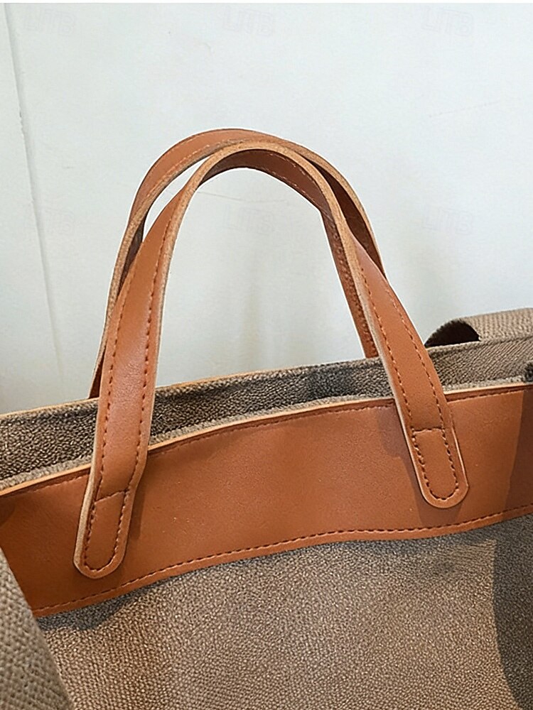 Bolso grande de lona de poliéster para mujer con correa de hombro ajustable, bolso bandolera versátil en varios colores, bolso informal diario para viajes, trabajo y compras. 2026 - $26.99 –P7