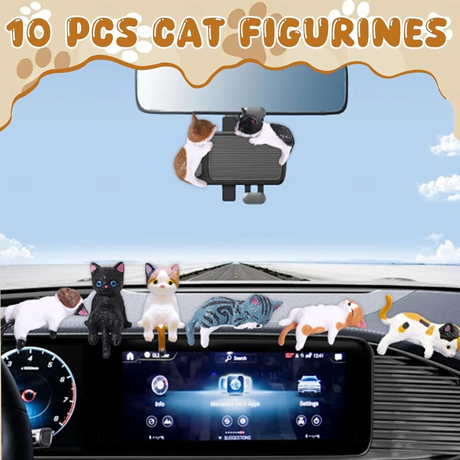 10 mini statuette da scrivania a forma di gatto, simpatici compagni di gatti dei cartoni animati, mini accessori per interni auto a forma di gatto, decorazioni per cruscotto auto, divertenti del 2026 a $16.99 –P4