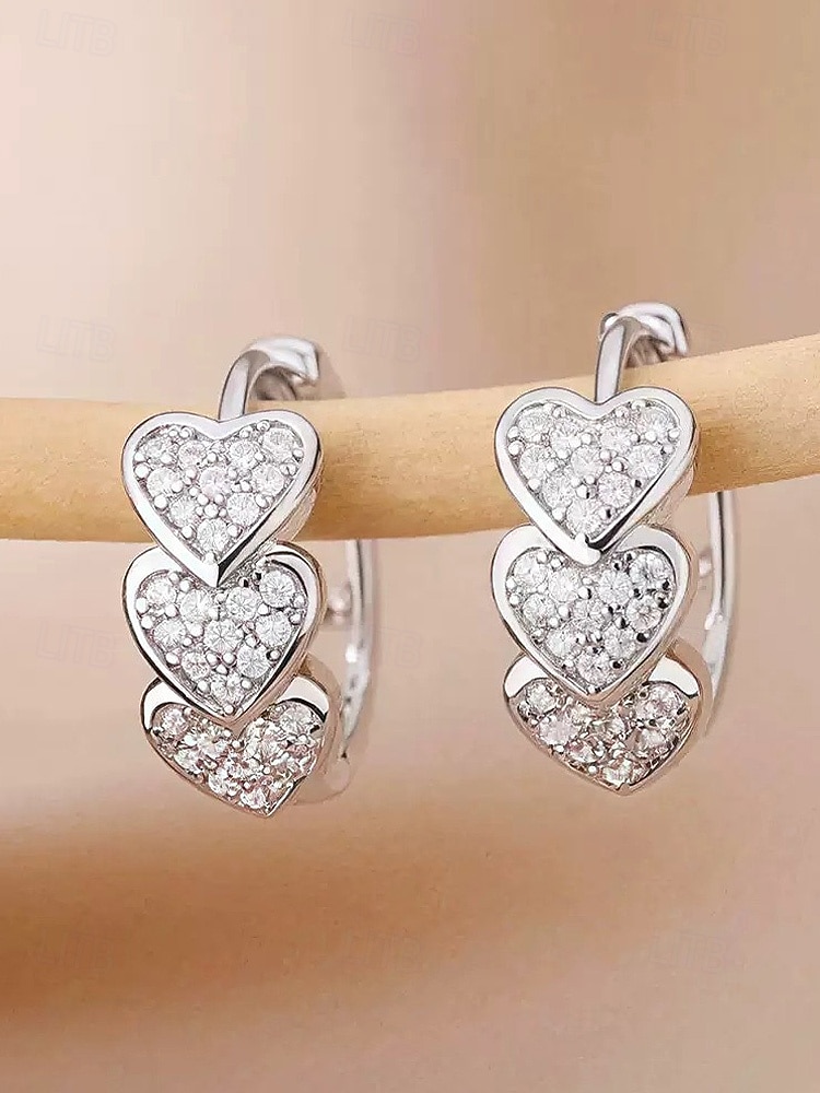 Dámské křišťálové náušnice ve tvaru srdce, pozlacená slitina, více barev, ideální na Valentýna, svatby i každodenní nošení 2026 - $11.99 –P11