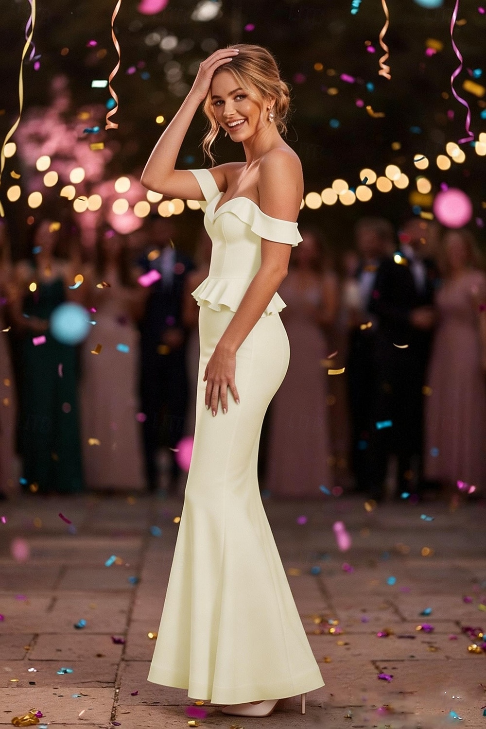 Sirena Tromba Tubino Colonna Lunghezza al pavimento Abito Bianco Piccolo vestito bianco Da principessa Elegante Schiena Scoperta Senza Maniche Senza Spalle Matrimonio Formale Crepe Elasticizzato del 2026 a $137.99 –P3