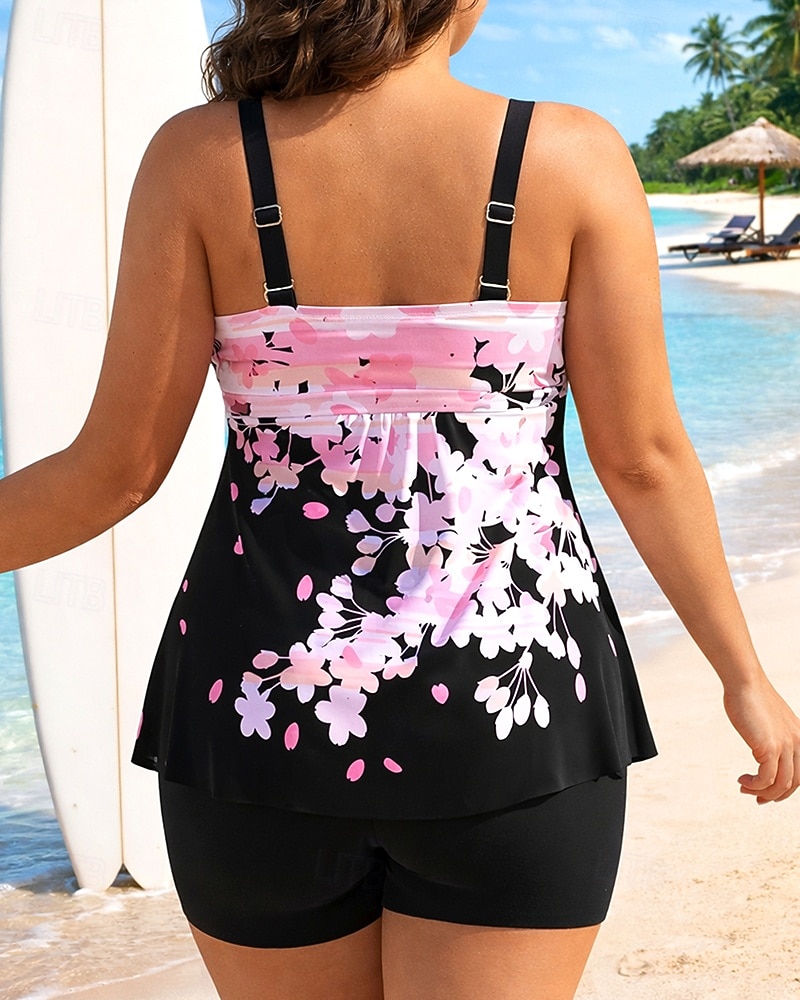 Dam Baddräkt Tankini 2 st Tryckt Boyleg Snabb tork Elastisk Ärmlös Badkläder Baddräkt Surfing Strand Simmning Sommar 2026 - $23.99 –P2