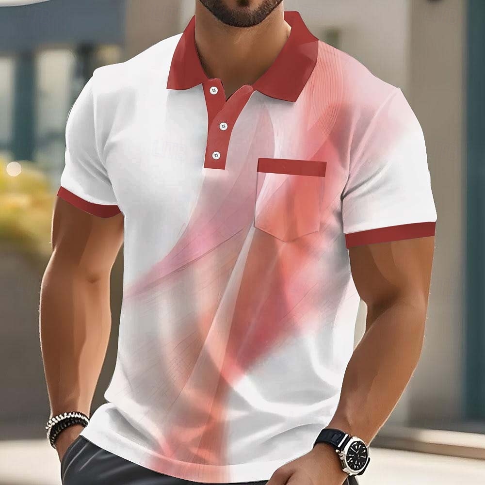Per uomo Geometrico Polo Manica Corta Magliette polo Camicie con Colletto Business Casual All'aperto Athleisure Abbigliamento quotidiano Stampa 3D Bottoni Estate Primavera Blu Rosso Viola del 2026 a $22.99 –P3