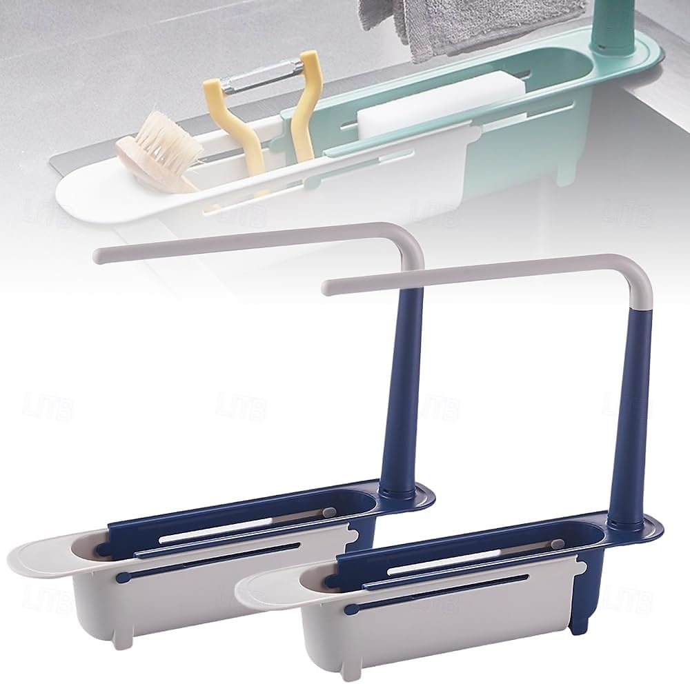 2Pcs Telescopic Sink Storage Rack, Adjustable Kitchen Sink Organizer Rack, Expandable Telescopic 2 in 1 Sink Drainer, Sponge Soap Holder for Home Kitchen Supplies 2026 - $20.99 –P3