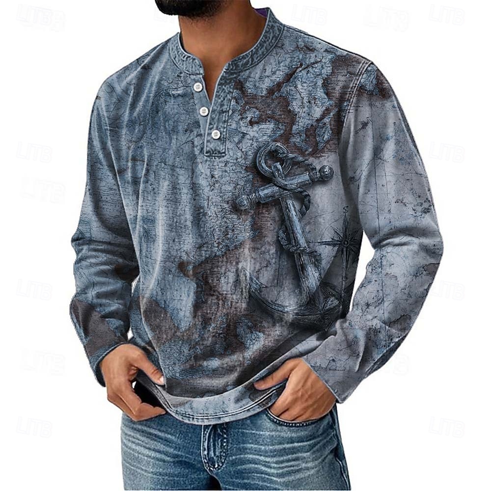 Per uomo Grafico Vintage Maglia Henley Manica Lunga Moda Carino Quotidiano Casuale Ferie Primavera Primavera & Autunno Tutte le stagioni Rosa Verde Cachi Blu scuro Henley Maglietta Henley del 2026 a $22.99 –P1