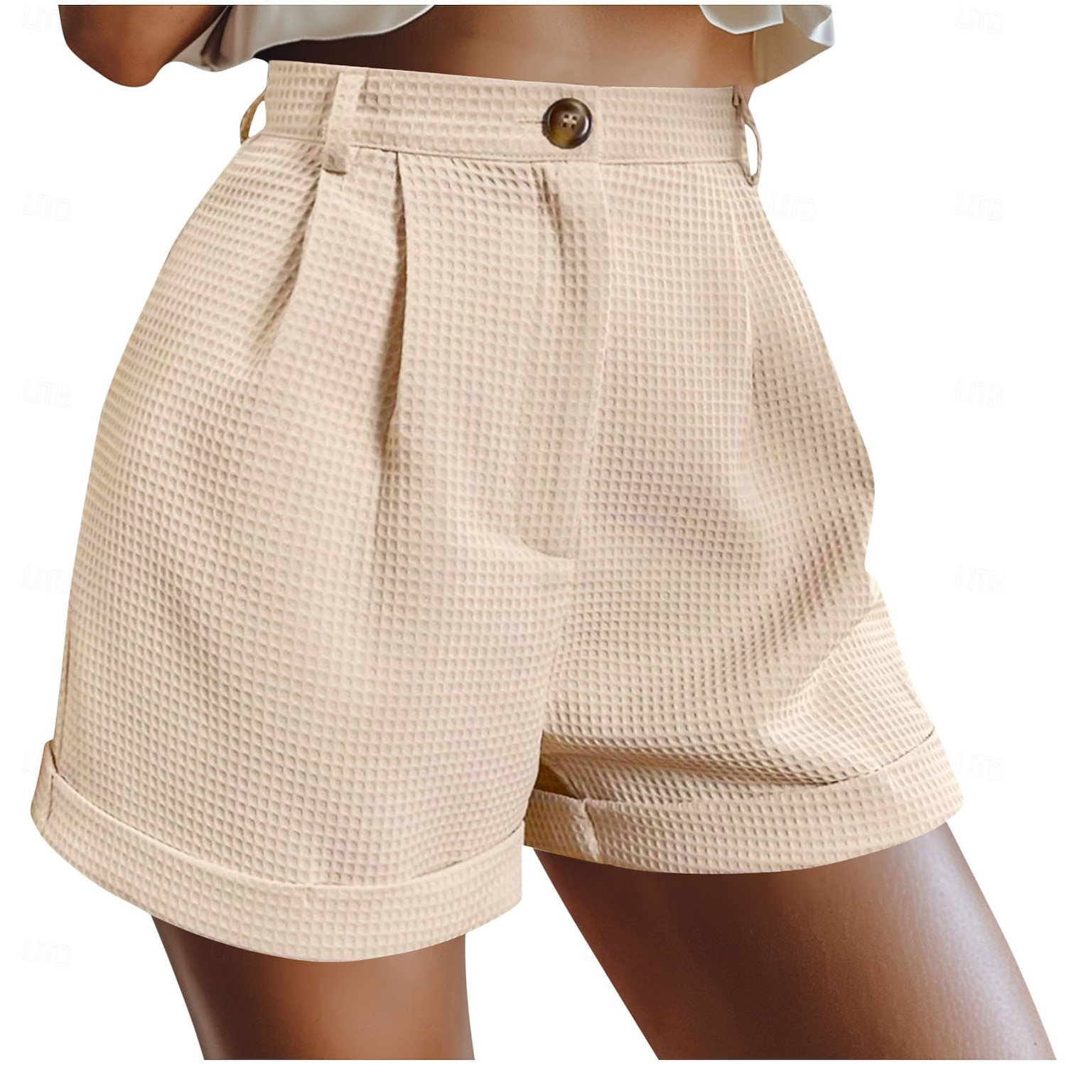 Dam Våffelshorts Shorts Sommarshorts Casual shorts Semester Mode Streetwear Kort Hög midja Slät Ficka Elastisk midja Komfort Mjuk Bekväm Microelastisk Utomhus Gata Helgdag Svart Grön Kaki Armégrön 2026 - $21.99 –P5