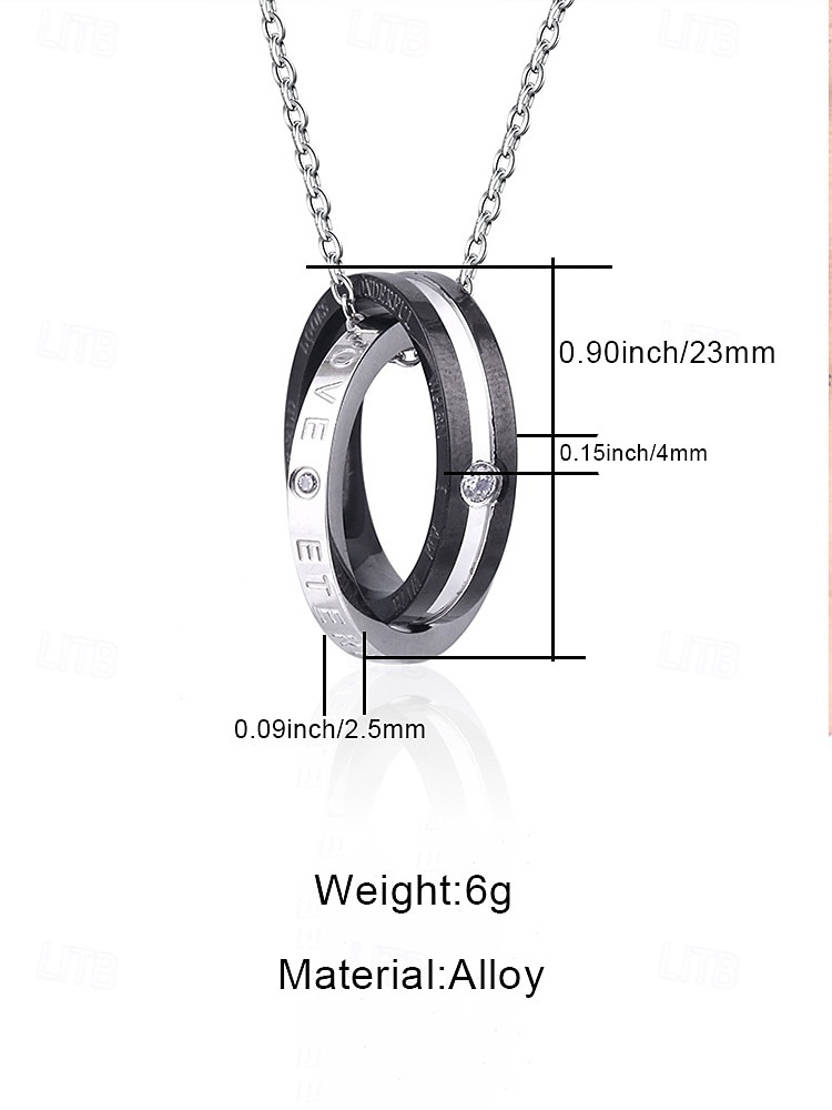 2026年 インターロッキングリング付きメンズ合金ネックレス、ブラックとローズゴールド、バレンタインデー、結婚式、ギフトに最適、エレガントなデザインと高品質の仕上げ。  コレクション – $7.99 –P11