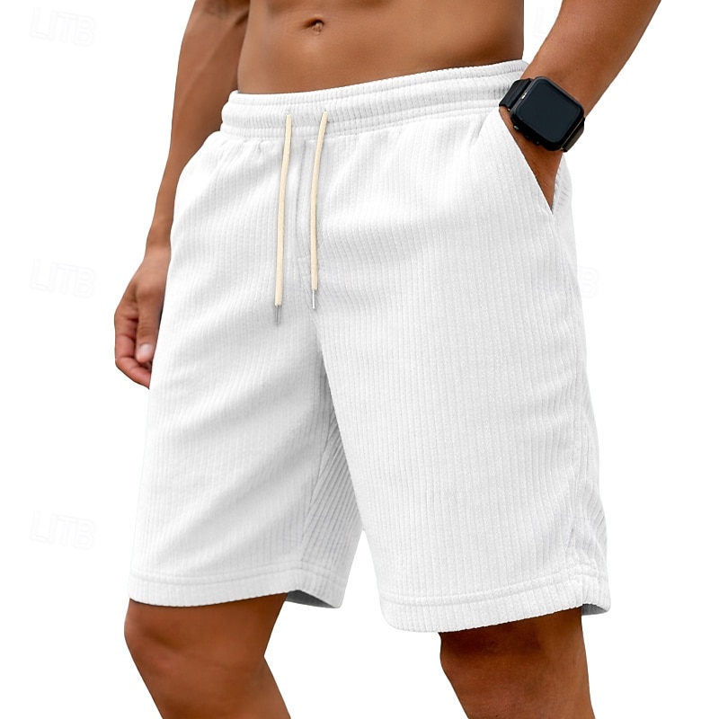Per uomo Shorts Pantaloncini casual Pantaloncini di velluto a coste Tasca Elastico in vita Semplice Comodità Traspirante Sopra il ginocchio Casuale All'aperto Spiaggia Vacanza Moda Nero Bianco del 2026 a $20.99 –P1