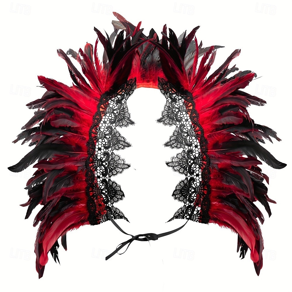 Carnaval 2026 Rio Carnaval Szamba Kiegészítők női fekete tollas vállkendő csipke applikációval Brazíliai Fesztivál Előadói Jelmez 2026 - $15.49 –P8