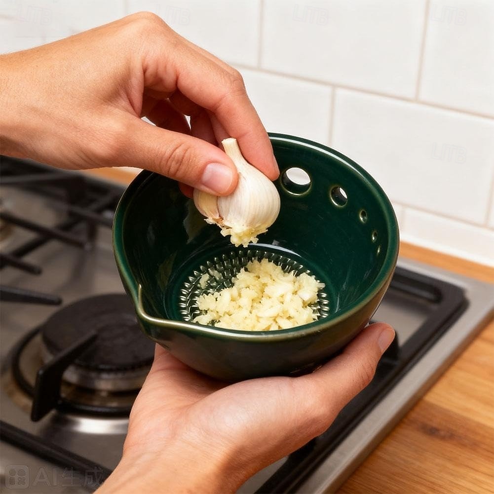 Handmade Garlic Grater Herb Bowl, 2 in 1 Pottery Herb Stripper Bowl with 5 Holes, Multi-Functional Herbs Stripping Bowls with Built-in Garlic Grater for Home Kitchen Preparation 2026 - $13.99 –P5
