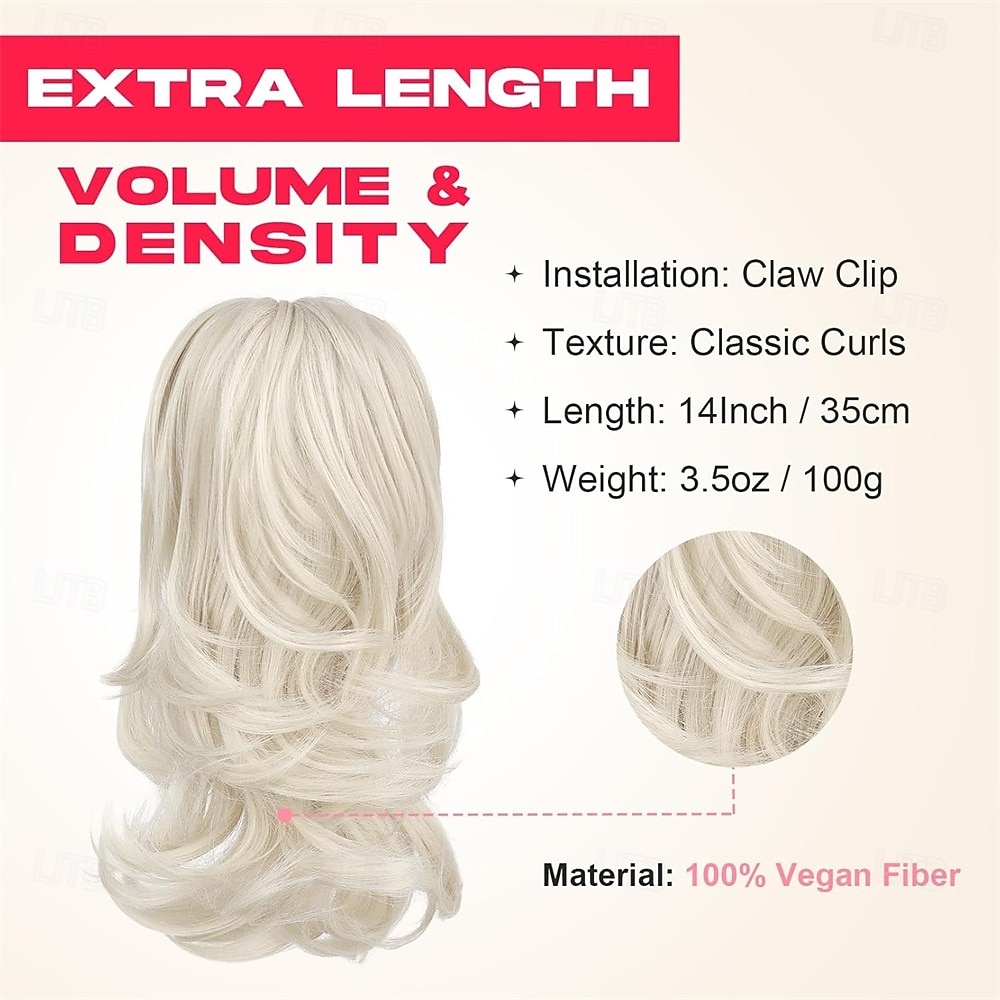 Ponytail Extension - 14" Claw Clip in Ponytail Hair Extensions Natural Soft Synthetic Layered Wavy Pony Tail Hair Pieces for Women - Platinum 2026 - $14.99 –P3