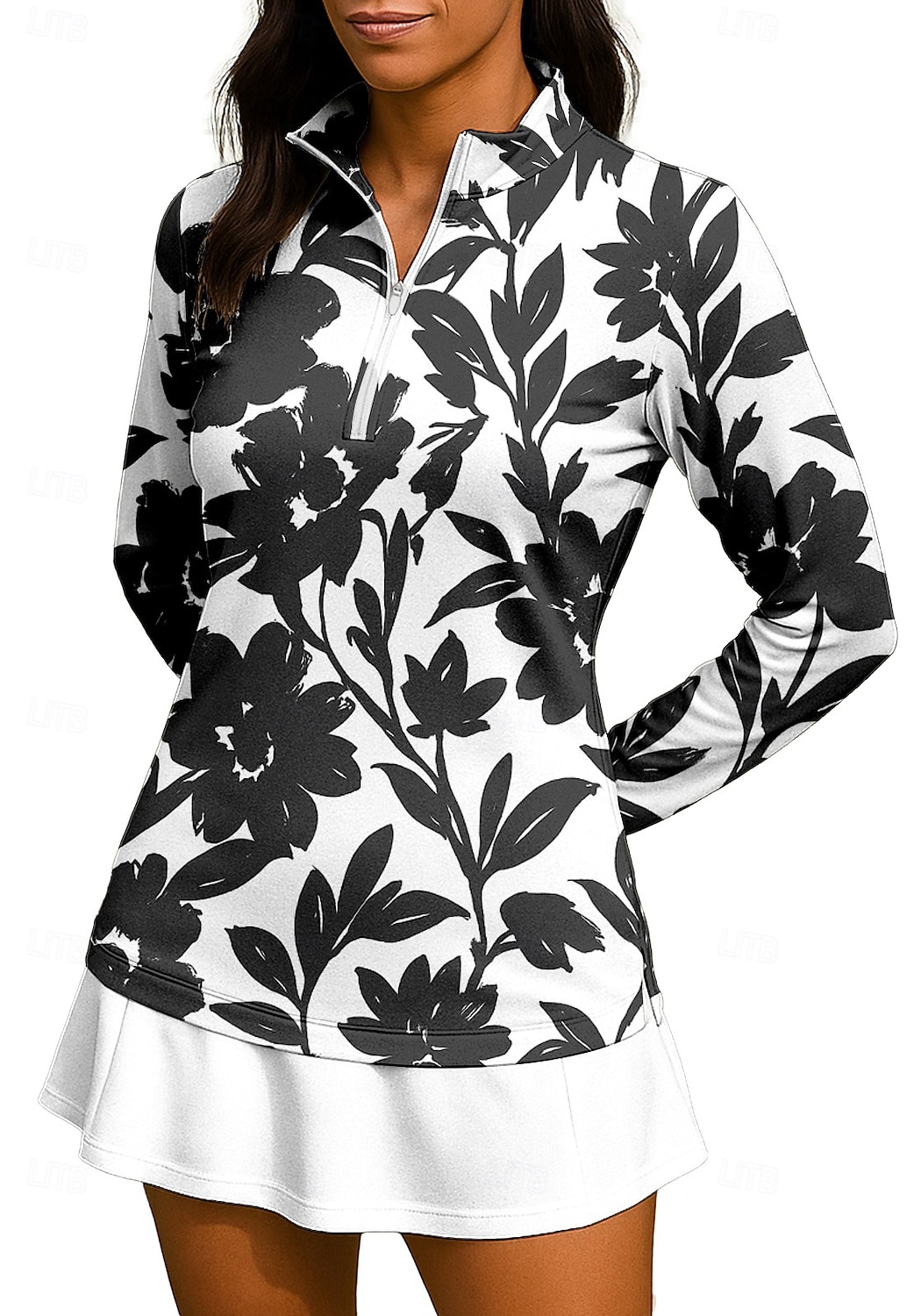 Dames Flora Hemd Sportshirt Wandelen poloshirt Tennisshirt Lange mouw Vetoketju Bloemig UPF50+ UV-bestendig Hoge Elasticiteit Vochtregelerend Ademend Volleybal Tennis Golf Opstaand Rits kraag Jack 2026 - $25.99 –P4