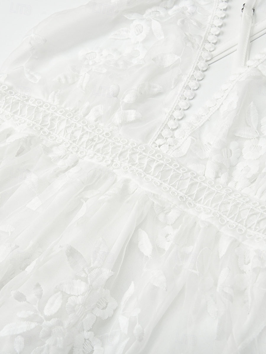 Women's Mini Dress White Dress Beach Dress Party Dress Slip Dress Elegant Fashion Classic Daily Outdoor Beach Regular Fit Floral Plain Sleeveless V Neck White Summer Spring 2026 - $29.99 –P4