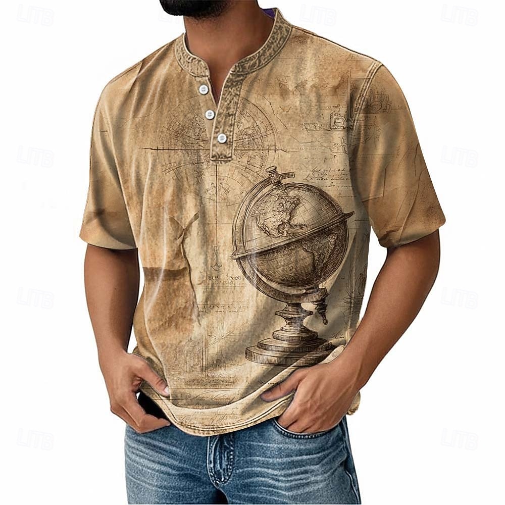 Homens Vintage Camiseta Camisa Henley Manga Curta Vintage Designer Retro Vintage Casual Diário Rua Primavera Verão Verão Primavera Rosa Azul Marinha Roxo cáqui Henley Camiseta Henley de 2026 por $18.99 –P2