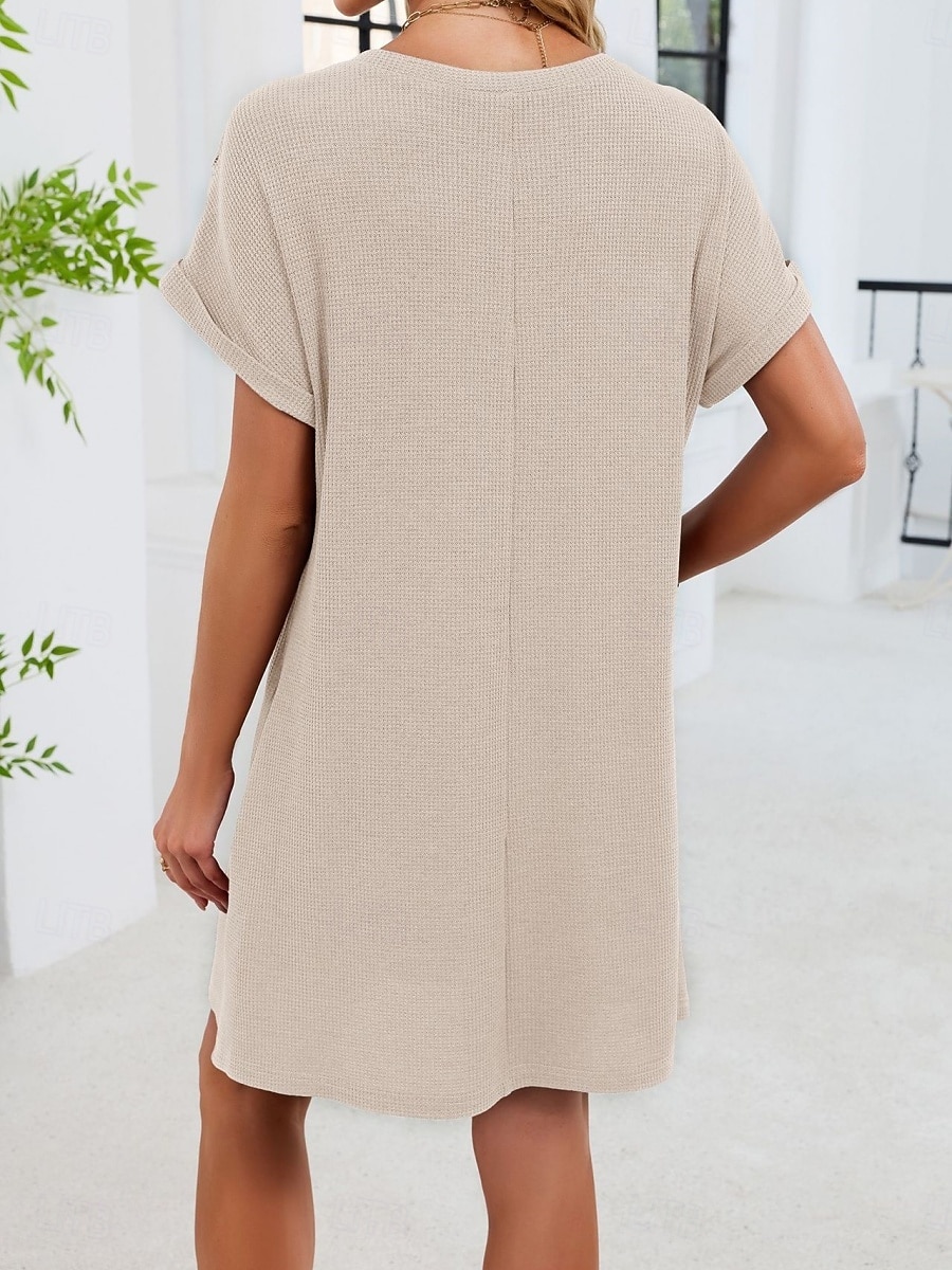 Mujer Mini vestido Vestido estilo camiseta Vestido de verano Casual Diario Holgado Plano Manga Corta Cuello Barco Azul Piscina Blanco Rosa Rojo Verano 2026 - $32.99 –P7