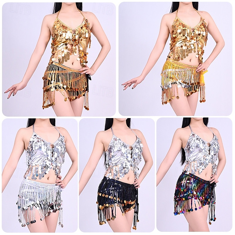 Samba Dancewear Silver Sequin Tassel Top & Iridescent Skirt Belly Dance Setl Performance Costume 2026 - €17.23 –P2