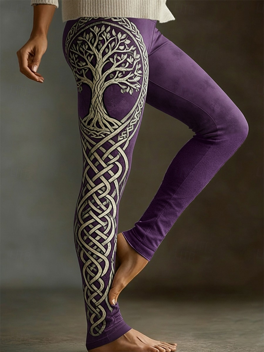 Per donna Vichingo Leggings Leggings comodi Vacanza Vintage Stile Etnico Lunghezza intera Vita Alta Albero Stampa Confortevole Elasticizzato Casuale Quotidiano Vacanza Blu Nero Viola Primavera Autunno del 2026 a $21.99 –P4