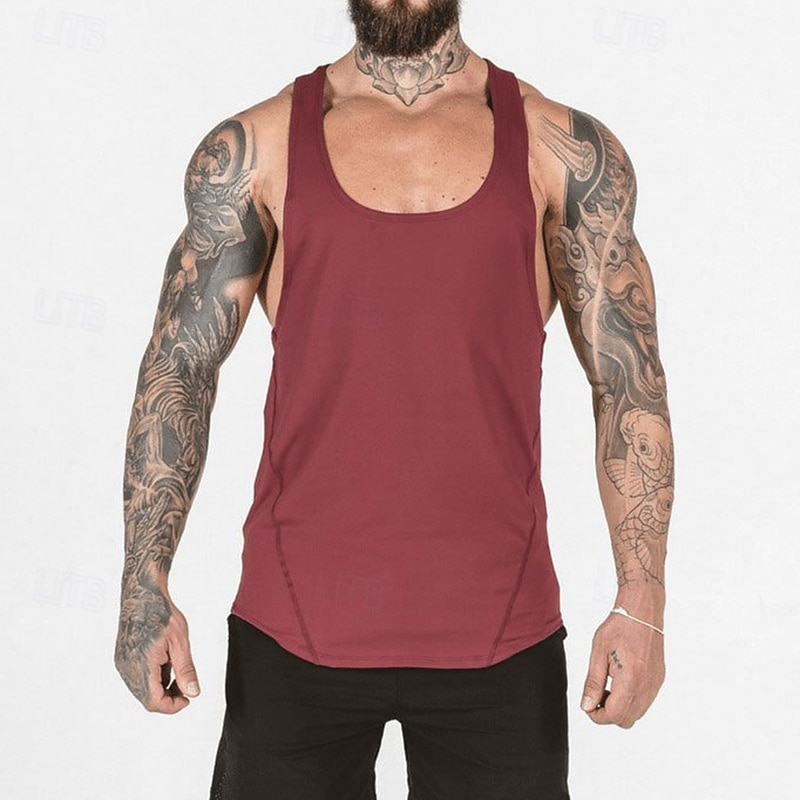 Herren Einfarbig Workout-Tanktop Lauf-Tanktop Fitness-Tanktop Sommer Ärmellos Schnelltrocknend Kompression Feuchtigkeitsableitend Fitnesstraining Aktives Training Übung Schwarz Weiß Rote 2026 - $21.99 –P14