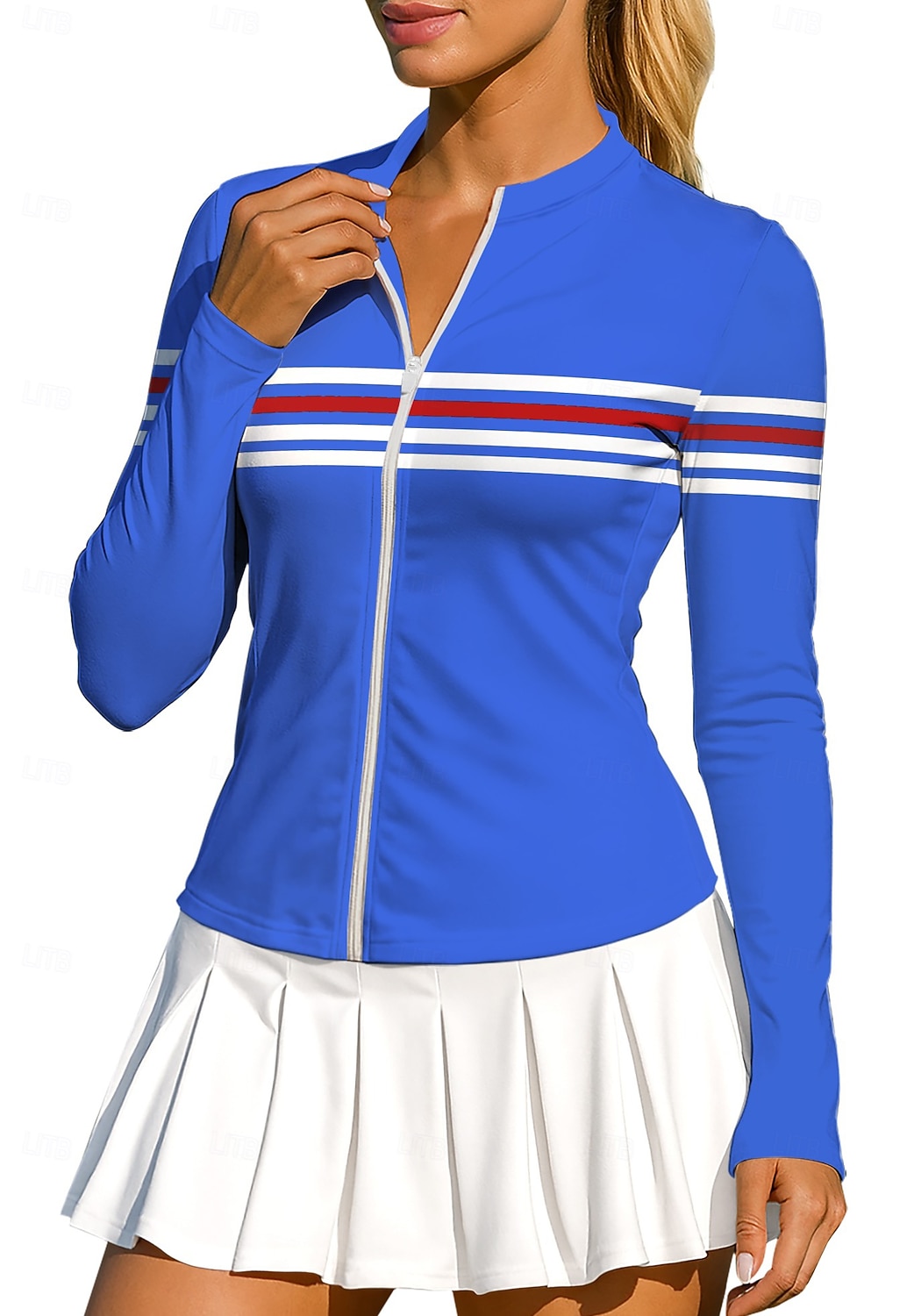 Damskie Geometryczny Pasek Topy Koszulka sportowa Koszulka do tenisa Koszulka tenisowa Długi rękaw Zamek Kwiaty UPF50+ Odporny na UV Wysoka elastyczność Odprowadza wilgoć Oddychający Siatkówka 2026 - $20.99 –P4