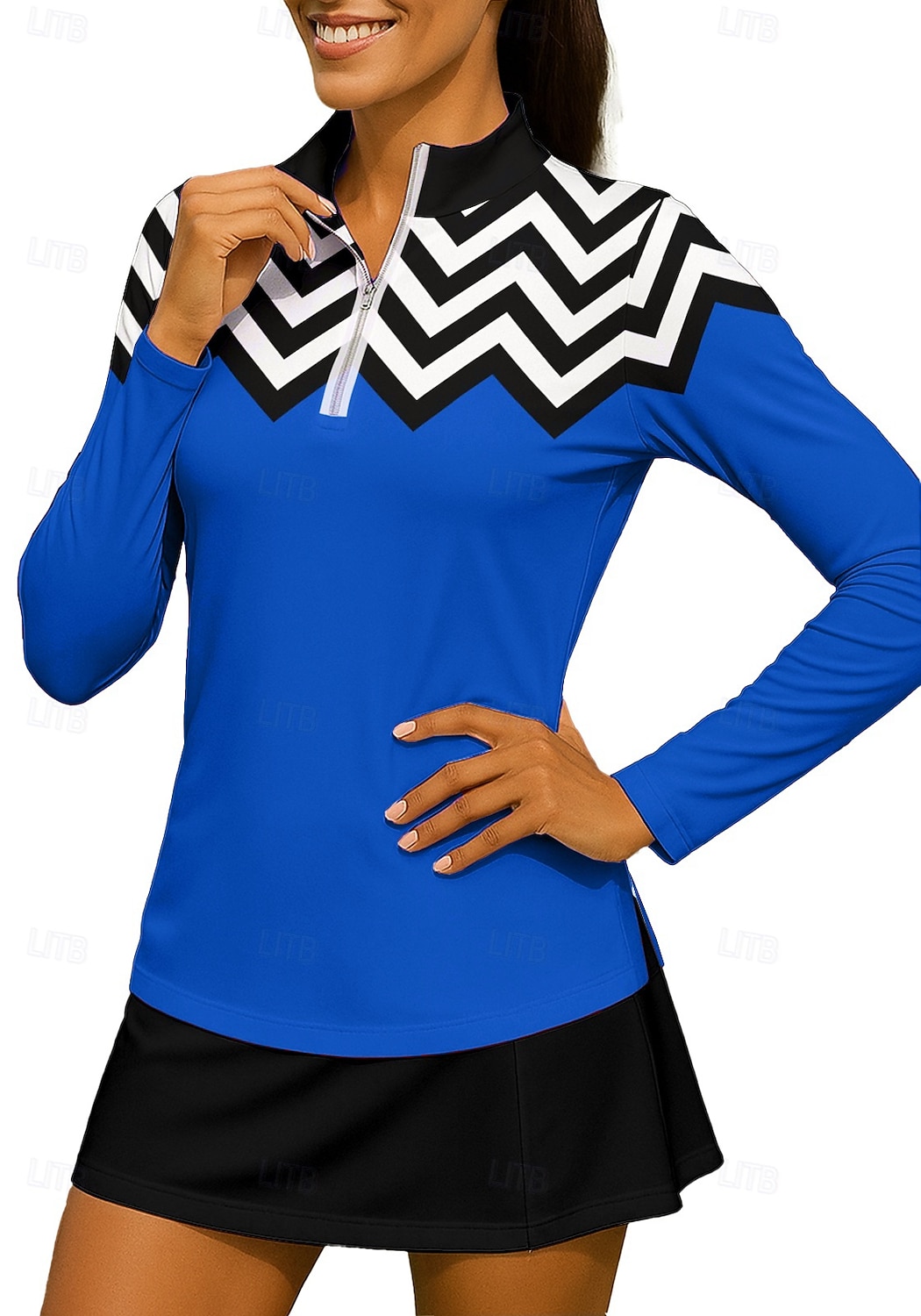 Per donna Geometrico Maglietta Maglietta sportiva Polo da golf Maglia da tennis Manica Lunga Cerniera Floreale UPF50+ Resistente ai Raggi UV Alta elasticità Traspirante Tennis Golf Pickleball Collo del 2026 a $25.99 –P6