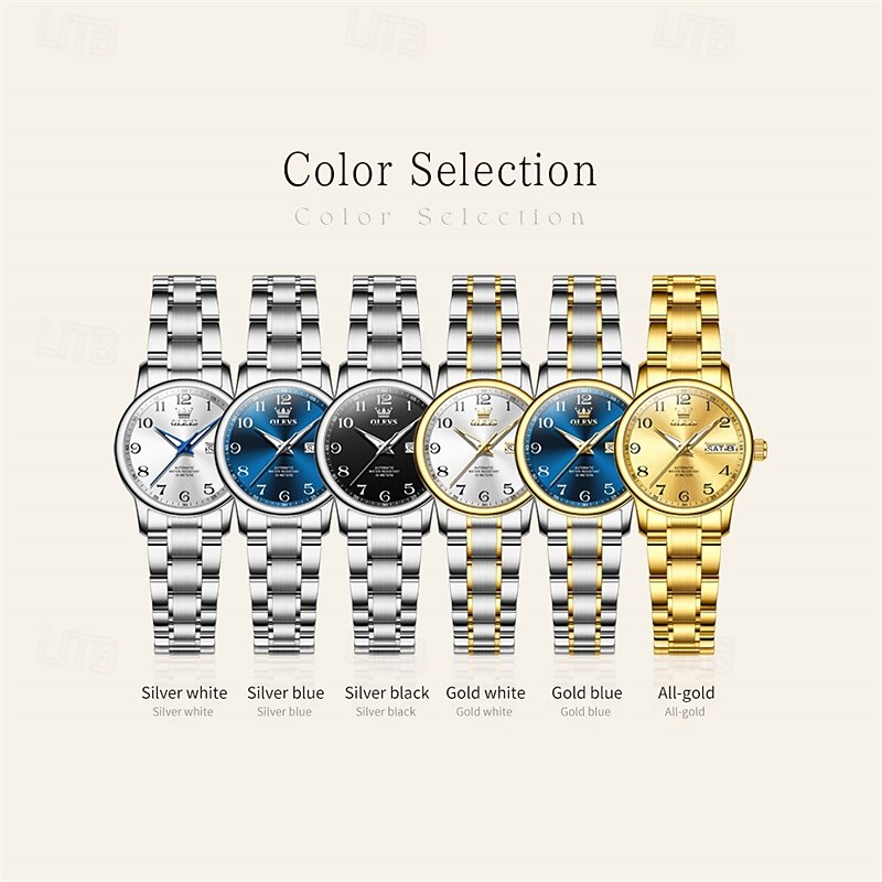 Mother's Day Gift OLEVS Women's Business Watch With Luminous Calendar, Week Display, Fully Automatic Mechanical Movement, Casual And Fashionable Digital Watch, Waterproof, Sporty Women's Wristwatch 2026 - $94.99 –P11