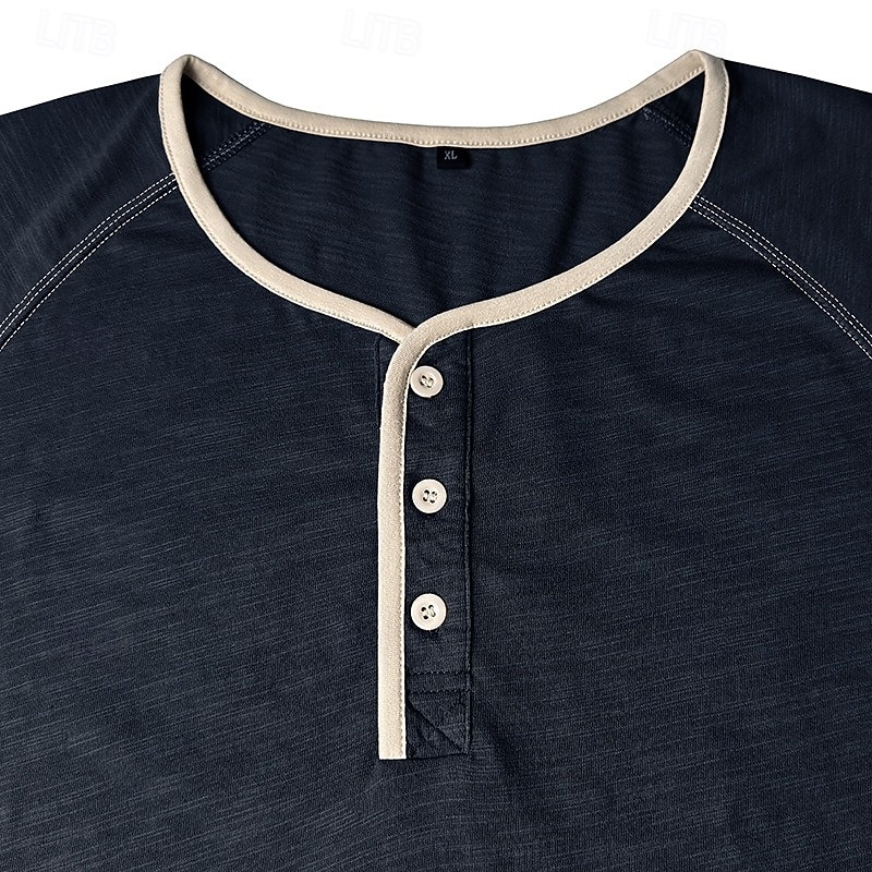 Homens Camisa Henley Camisetas Camiseta 100% algodão Manga Curta Côr Sólida Tecido Cor Única Moda Designer Casual Bloco de cor Botões Henley Casual Diário Ao ar livre Primavera Verão Verão Primavera de 2026 por $20.99 –P1