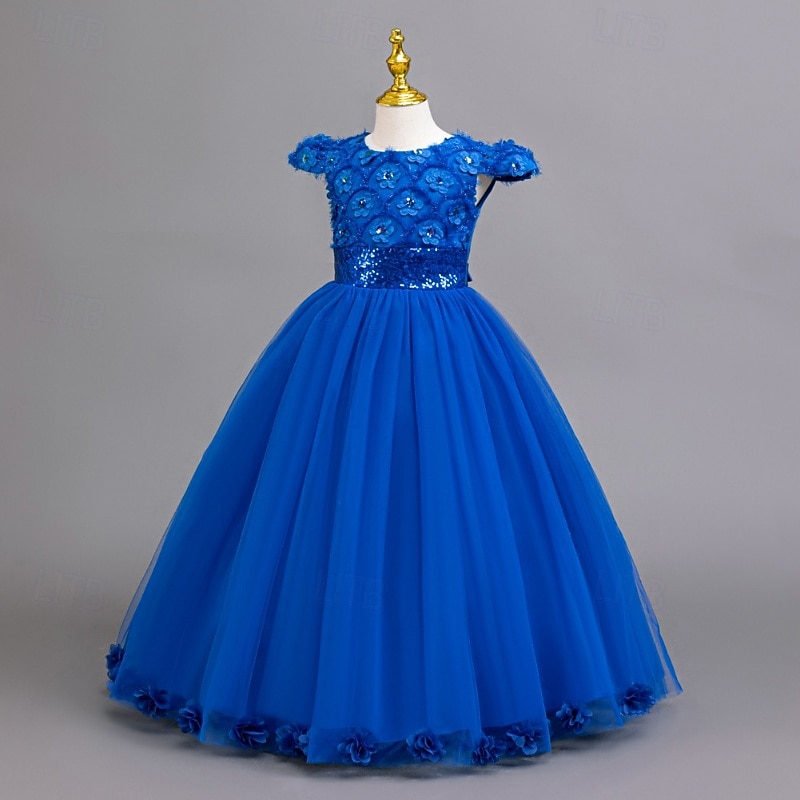 Vestido de Niña Florista Chica Vestido formal Atuendo de boda Fiesta Boda Formal Moda Adorable Princesa Retazos Malla Color sólido Sin Mangas Cuello Barco Azul Piscina Rosa 4 años + 2026 - $55.99 –P7