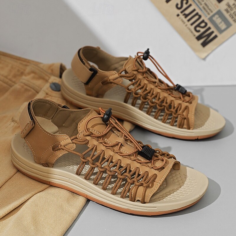 sandali da uomo color cuoio con cinturini regolabili, traspiranti e comodi, ideali per attività estive all'aperto e vacanze del 2026 a $46.99 –P15