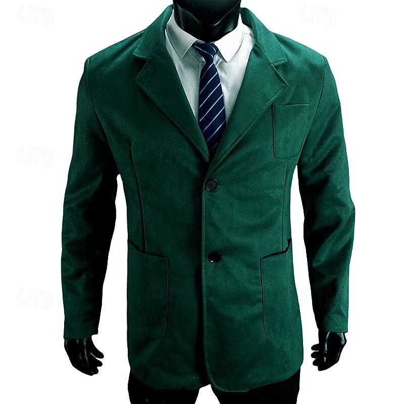 Herr Kavaj Vardaglig jacka Ledigt Dagligen Streetwear Mode Ledigt vardag Vår Höst Polyester Ensfärgat Klassisk Håller värmen Enkelknäppt med Två Knapphål Blazer Svart Rubinrött Grön Grå 2026 - $51.99 –P6