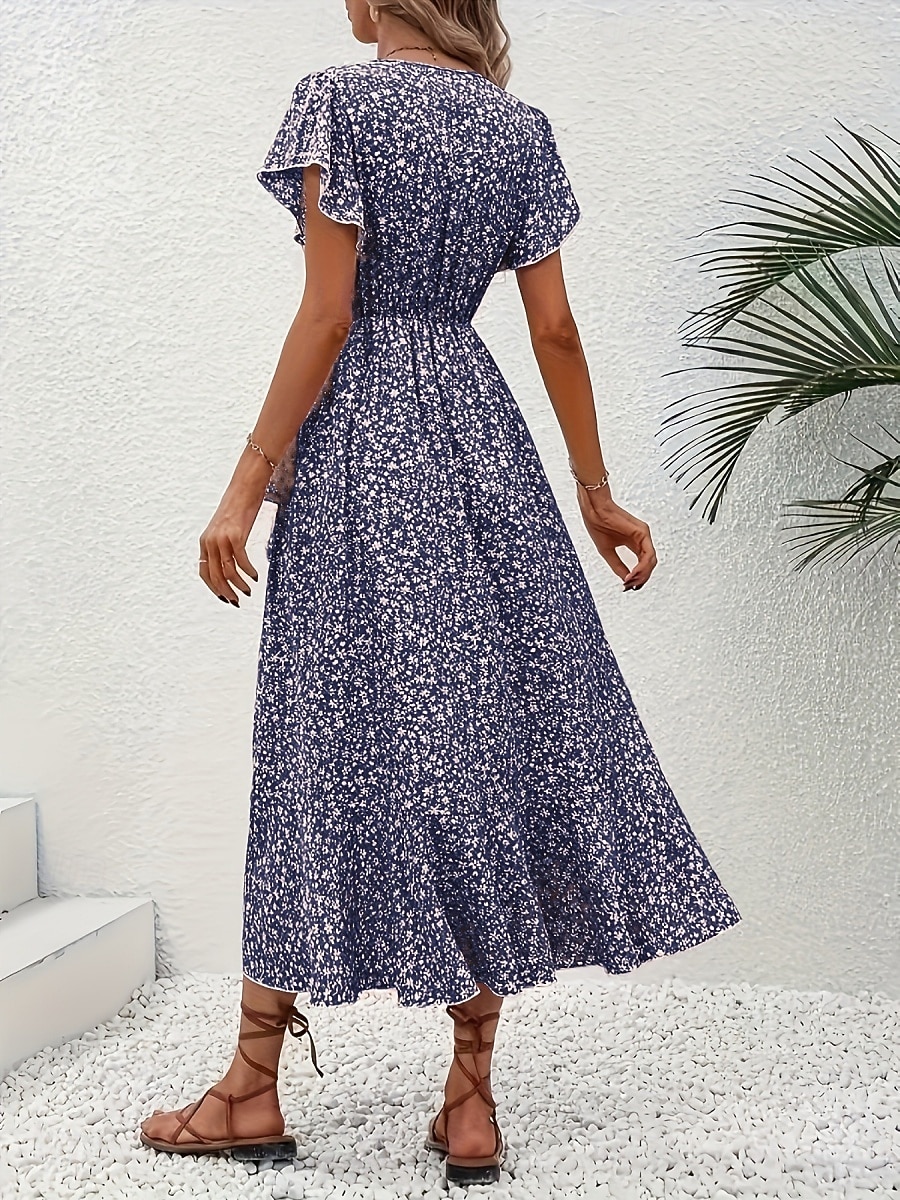 בגדי ריקוד נשים שמלת מידי שמלת קז'ואל שמלת מעטפת שמלה פרחונית אלגנטית אופנתי מודרני בָּחוּץ חופשה ליציאה רגיל פרחוני שרוולים קצרים צווארון V שחור צהוב ורוד מסמיק אודם קיץ אביב 2026 - $12.49 –P15