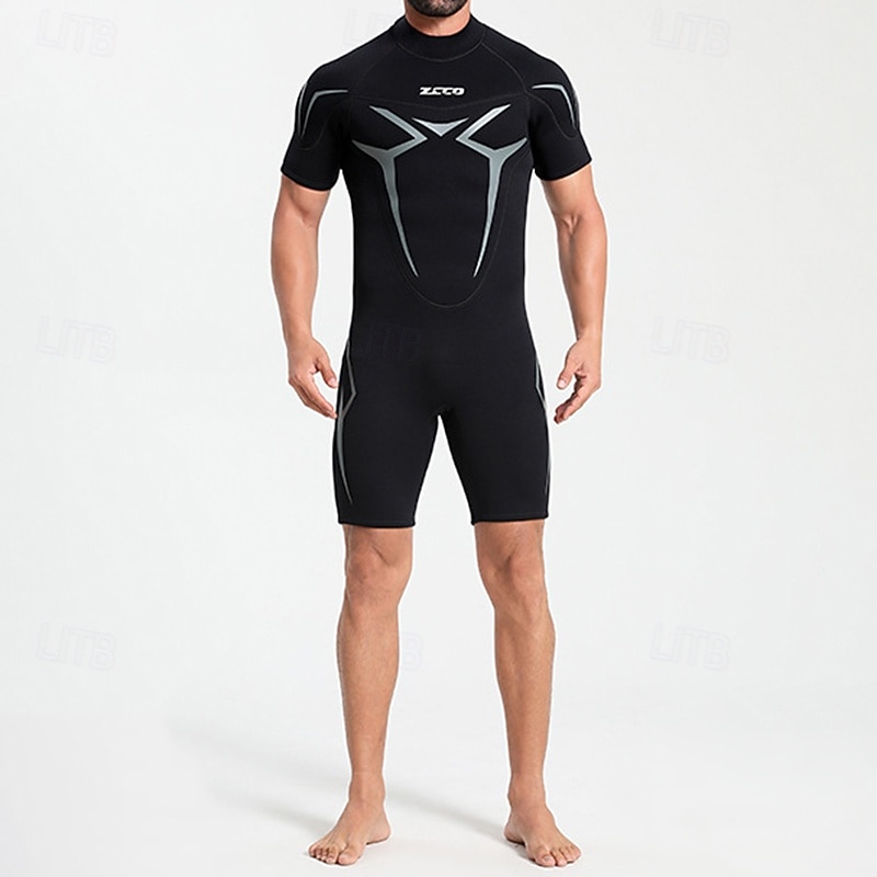 Per uomo Muta in neoprene da 3 mm Tuta termica integrale Astratto Termico Addensato Protezione UV Manica Corta Costume da Bagno Costume da bagno Surf Immersione Snorkeling Estate del 2026 a $79.99 –P2