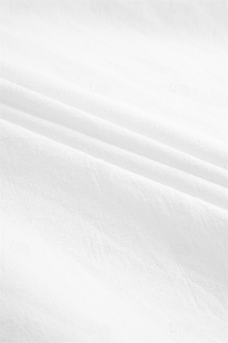 herrskjorta linneskjorta sommarskjorta vardagskjorta bohemskjorta enfärgad vardaglig blå svart vit rosa långärmad mandarinkrage sommar vår &höstkläder 2026 - $25.99 –P2