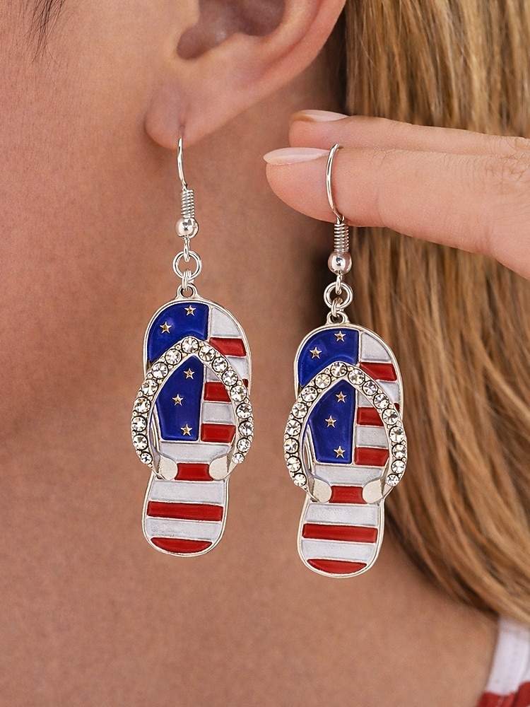 Stany Zjednoczone 250-lecie Narodzin - Tematyczne kolczyki akrylowe dla kobiet - Różne wzory czerwony biały i niebieski idealne na Dzień Niepodległości i obchody USA 2026 - $14.99 –P5